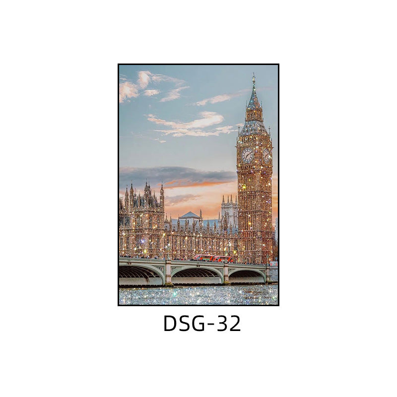 Modern light luxury decorative painting flash diamond figure art clothing store fashion hanging painting bedroom living room paris architecture mural