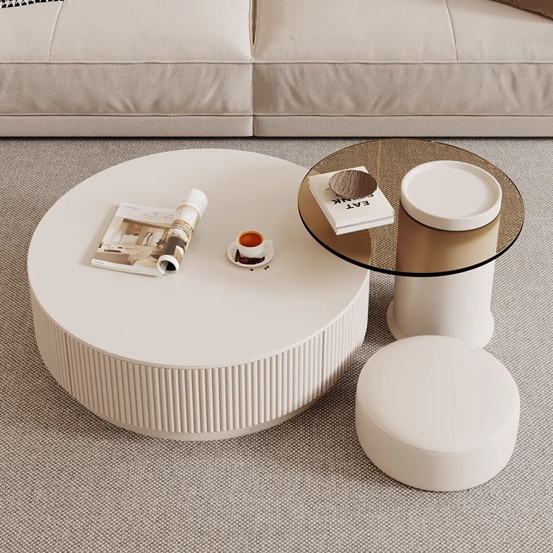 Coffee table round combination coffee table for home living room special-shaped removable cream light luxury slate coffee table french style