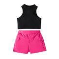 new european and american cross-border girl's summer sleeveless halter top + eyelet shorts two-piece set