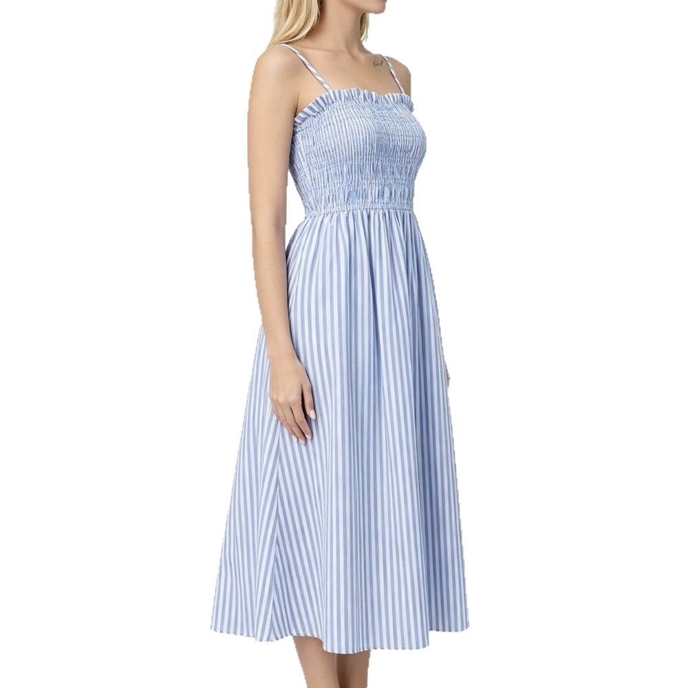 cross-border fashion blue and white striped summer new bandeau cami dress