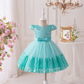 girls' mesh tutu dress - floral party dress for kids - evening performance bowknot dress