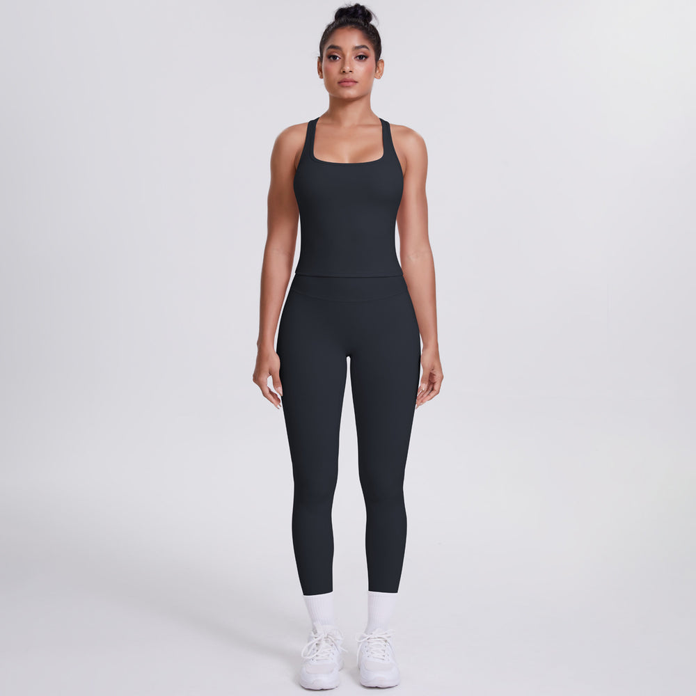 New racerback sports bra set - barely-there feel, compression fit, quick-dry, butt-lifting yoga outfit for outdoor running and fitness