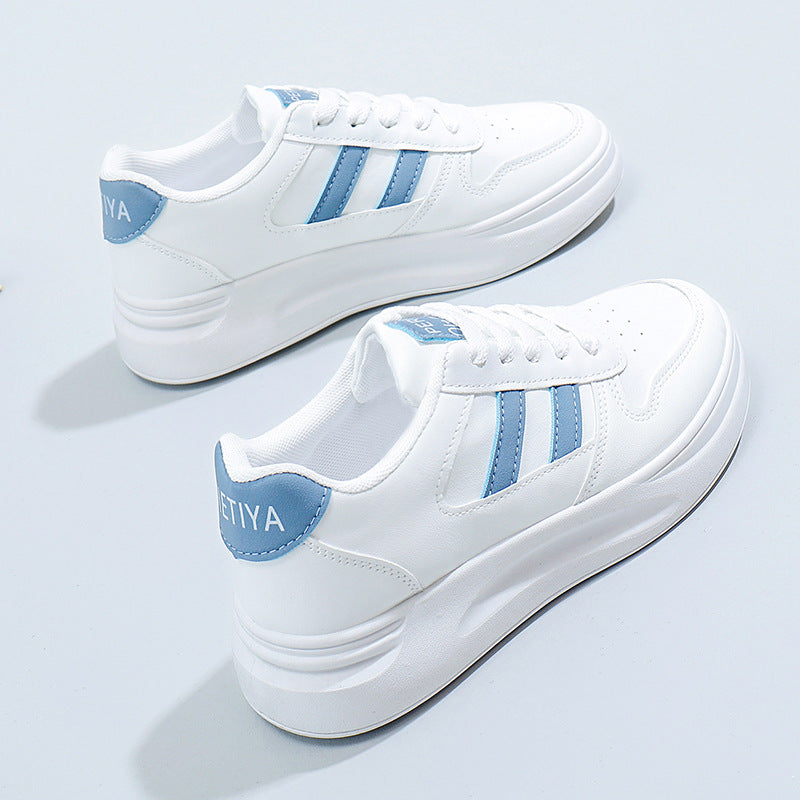 2025 spring new women's white sneakers - versatile chunky sole, korean style, ins & harajuku inspired, athletic skate shoes for students
