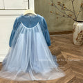 spring new girls' princess dress birthday dress fleece-lined formal gown puffy mesh heavily embellished frozen-inspired dress