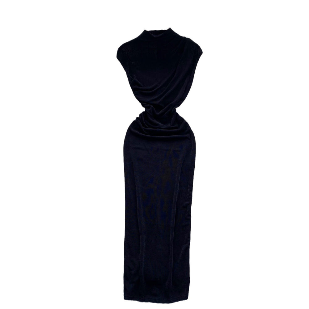 High and cold royal sister dress goddess elegant scheming pleated waist slimming look medium long hip skirt fashion long skirt