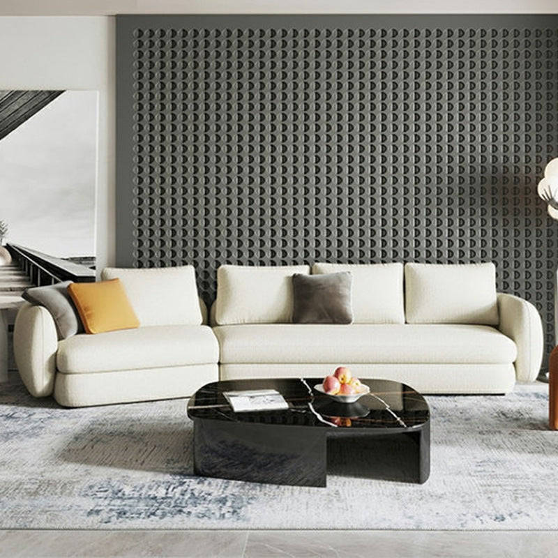 Foshan saint-germain cream style small apartment curved sofa high-end corner teddy velvet fabric sofa living room