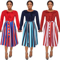 European and american cross-border e-commerce african plus size women's a-line skirt   striped flared skirt dress