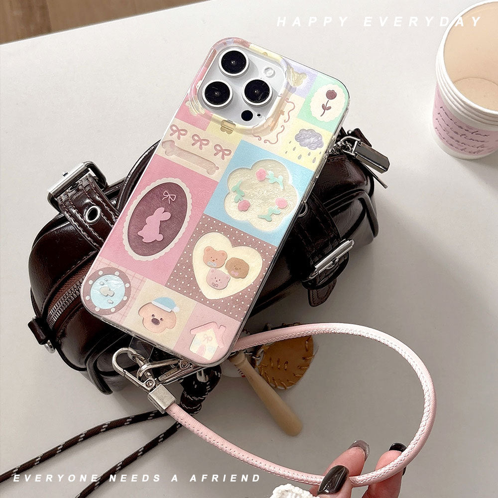 Large hole swirl case for apple 17 pro max, origami collage laser iphone 16 protective cover 15
