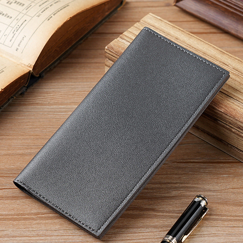 Popular fashion simple solid color wallet men's light and thin new long card bag multi-card position wallet card holder certificate