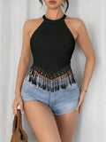 women's spring/summer new arrivals: elegant tassel tank top - cropped, slim-fit, and figure-flattering