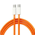 New braided data cable for apple 17 pro max - orange, pd 60w dual-head type-c fast charging cable