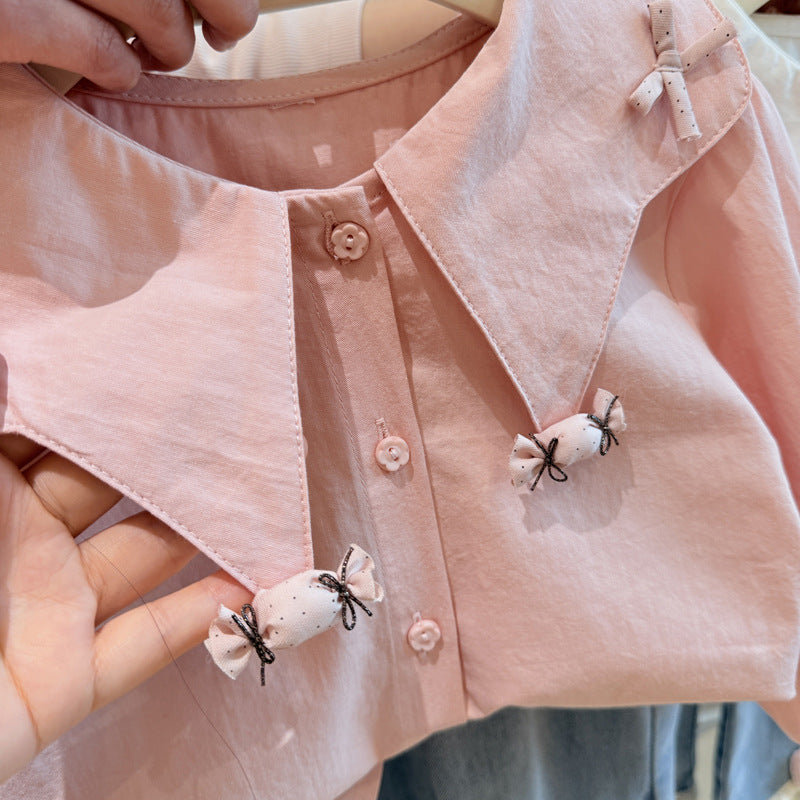 New spring girls' fashionable long-sleeved top shirt - korean style trendy blouse for baby girls - kids' clothing - children's fashion