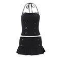 European and american women's clothing  summer new arrivals: spicy girl style fashionable halter top and slimming midi skirt set