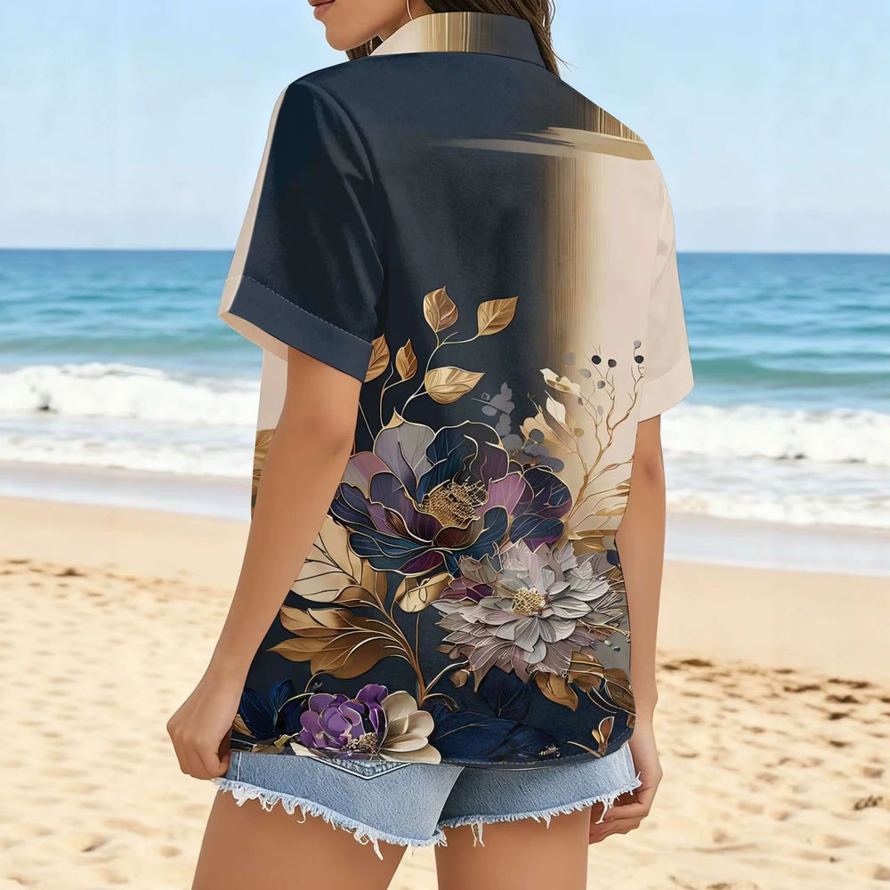 wholesale women's short-sleeved shirts, trendy shirt with hot-selling cross-border print designs, dropshipping available