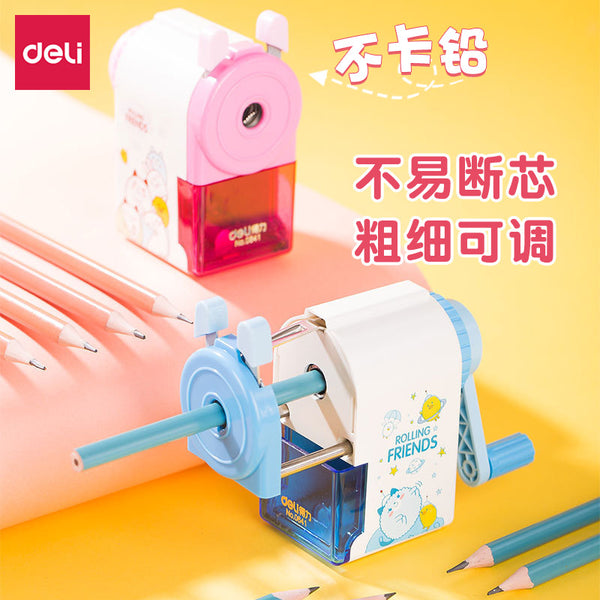 Deli 0641 pencil sharpener kindergarten cute cartoon pencil sharpener pencil sharpener hand crank children primary school students