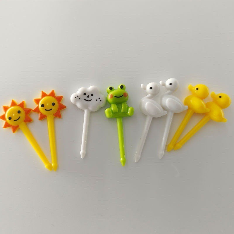 cartoon fruit fork set - cute animal creative fruit picks, bento fruit forks, dessert forks - wholesale