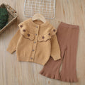 Girls' knitted sweater two-piece set -  autumn/winter new collection - bowknot cardigan and knit sweater outfit for little girls