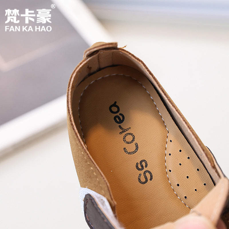 Vancahao kids birkenstock shoes  autumn new korean style girls' fashion soft sole leather shoes retro flats