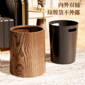Retro imitation wood grain trash can for home2024new arrival large capacity living room kitchen bathroom commercial chinoiserie wastebasket