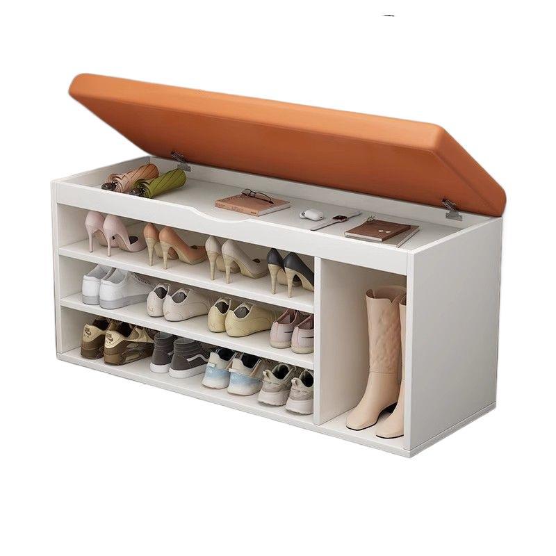 Entrance shoe changing stool, household shoe cabinet with seat, three-layer all-in-one flip-top storage shoe rack