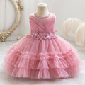 Exportnew arrival female flower girl evening dress tutu cake princess dress first birthday dress baby dress