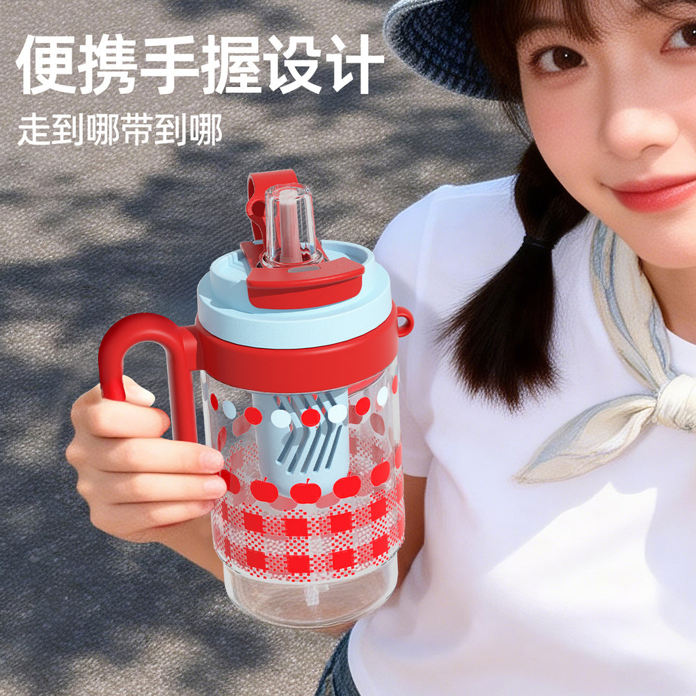 New arrival large-capacity ice cup dopamine plastic cup tea water separation portable handle cup girls outdoor sports double
