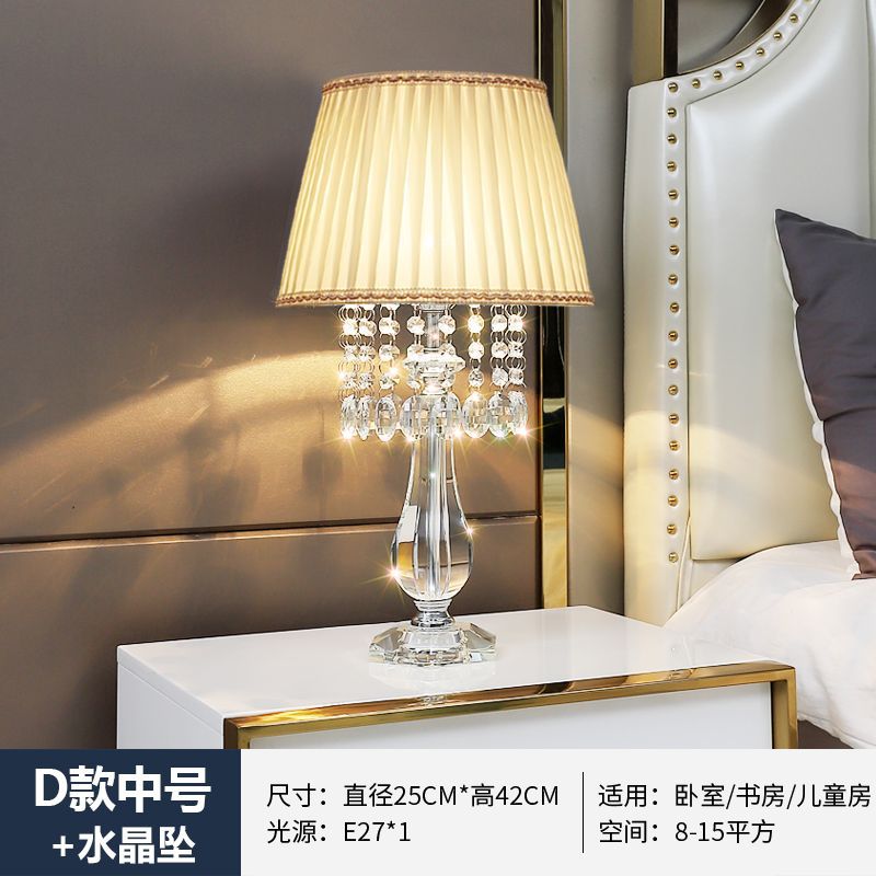 Modern fashion crystal table lamp bedroom bedside lighting living room light luxury warm romantic wedding american style dimmable remote control