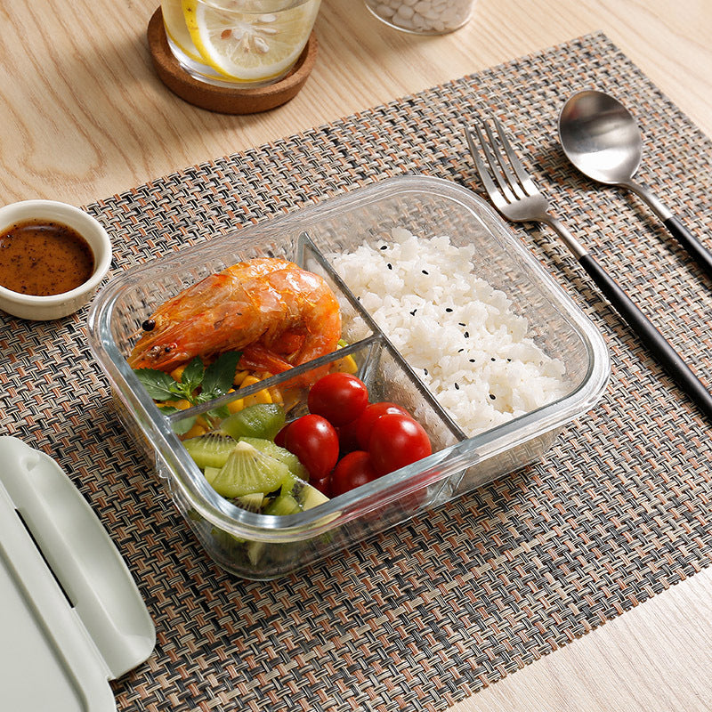 Glass lunch box microwave heating bento separation high value fresh-keeping box wholesale student office workers large capacity bento