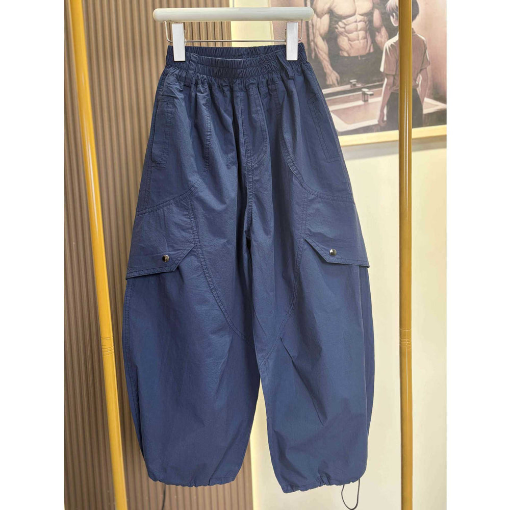 spring/summer lightweight kids' relaxed fit athletic casual versatile washed pure cotton cargo pants