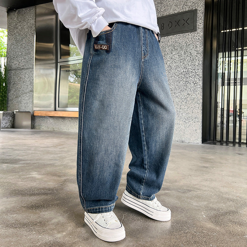 Boys' spring denim jeans - new  styles for spring and autumn. trendy and stylish long pants for older boys and big kids. loose fit, fashionable