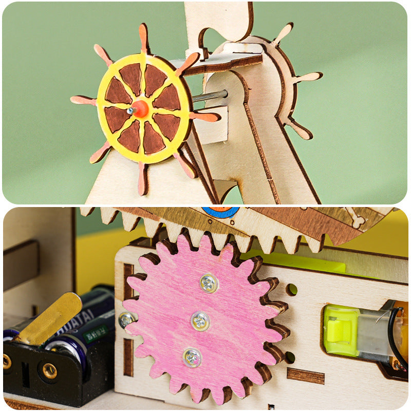 Pirate ship technology small production, primary and secondary school students science experiment, students handmade DIY fun invention steam teaching aids