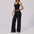 new arrival polka dot yoga clothes suit polyester printing deep v high elastic stereo fitness sports suit