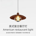 Vintage-inspired restaurant pendant light, full spectrum eye protection bar counter lamp, retro high-end walnut wood grain nostalgic dining table chandelier
