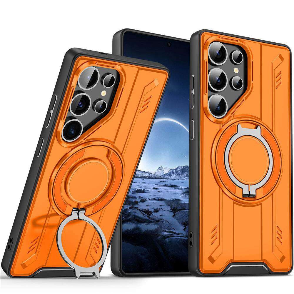 Suitable for samsung s26ultra lingsheng cross-border mecha mobile phone case a56 rotating magnetic bracket anti-fall protective cover