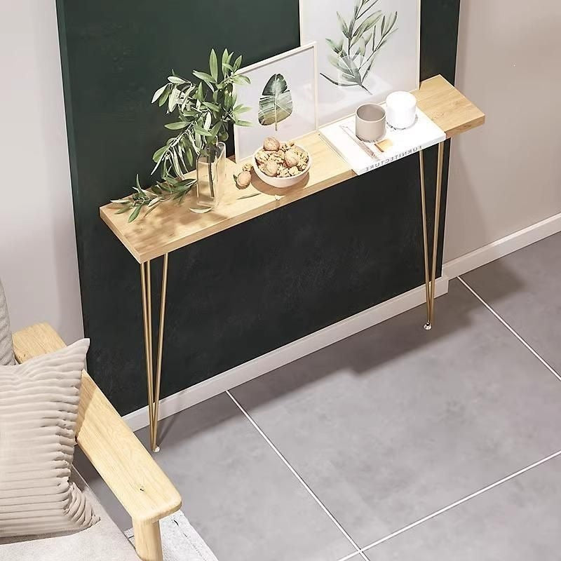 Nordic solid wood entry ultra-narrow entrance table entrance table wall-mounted table iron art entrance extremely narrow corridor table