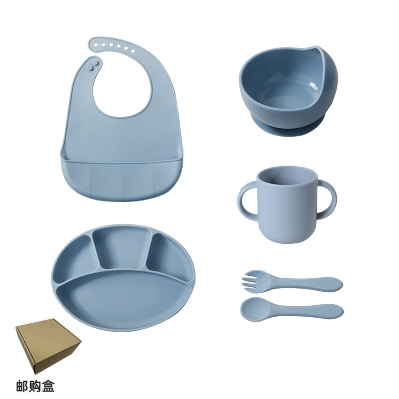 best-selling children's feeding utensil set, food-grade silicone baby food bowl, divided plate, baby spoon