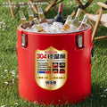 Insulated 304 stainless steel milk tea bucket - perfect for street vendors, fruit tea stalls, and commercial use. also ideal as an ice bucket or food warmer
