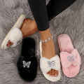 rhinestone butterfly furry slippers women's foreign trade large size new arrival home indoor and outdoor heattechfashion cotton slippers for women