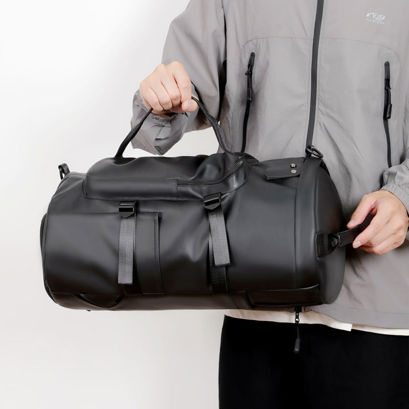 New multifunctional travel bag men's waterproof leather film casual large capacity dry and wet separation portable fitness bag backpack