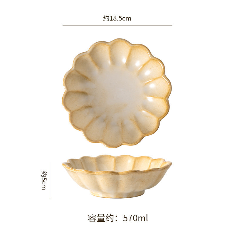 Clay salad bowl dessert soup bowl restaurant hotel high-value retro style tableware for home fruit plate noodle bowl cold bowl