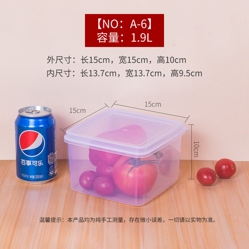 Rectangle transparent crisper food grade sealed box with lid refrigerator storage box kitchen plastic box lunch box wholesale