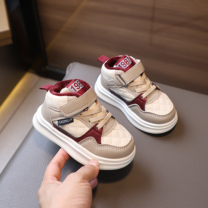 Baby shoes autumn and winternew arrivalkids two cotton sports shoes boys and girls fleece-linedhigh top sneakers heattech shoes for children and children
