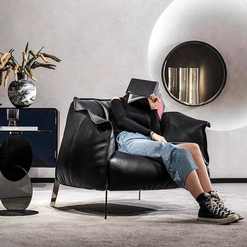 Source factory light luxury single sofa living room for homeclassy designer genuine leather classy art balcony casual chair