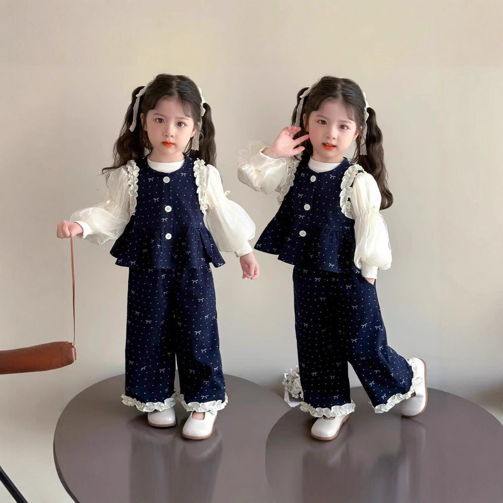Girls' spring/autumn outfit set -  new stylish korean style three-piece luxury set for baby girls - autumn children's clothing