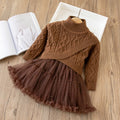Christmas dress girls' sweater dress  autumn/winter new princess dress new year's outfit tutu skirt set