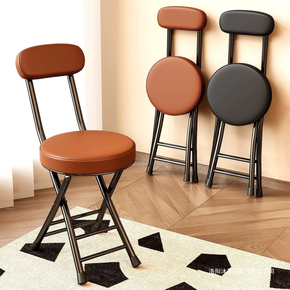Folding chair - portable dining chair for home, dorm room, balcony, and leisure - space-saving, easy-fold backrest chair