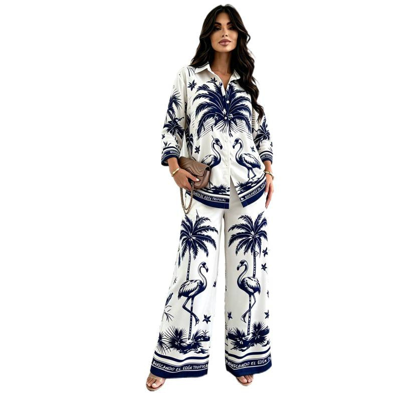 new fashion printed shirt top + placement floral pants set - now shipping!