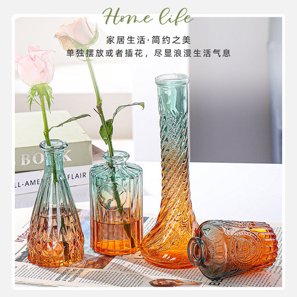 Wholesale vase set  European creative small vase set gradual change of color a variety of pocket flower vase set