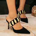 Huizhou aliexpress high heel sandals women's black stuffedfashioncasual pointed toe slip-on women's shoes cross-border exclusive