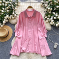 Relaxed and effortless style women's summer top - european fashion design, heavily embellished with rhinestones, single-breasted batwing sleeve blouse